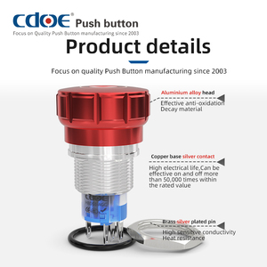 Pulsador de Aluminio de Hongo Rojo 16MM 19MM 22MM IP67 a Prueba de Agua con Enclavamiento Interruptores de Parada de Emergencia para Puntos de Carga - Product Image 4