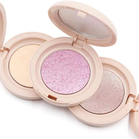 Vente en gros de poudre bronzante et d'enlumineur pressé avec logo personnalisé, paillettes, rose, maquillage, marque privée, palette d'enlumineur