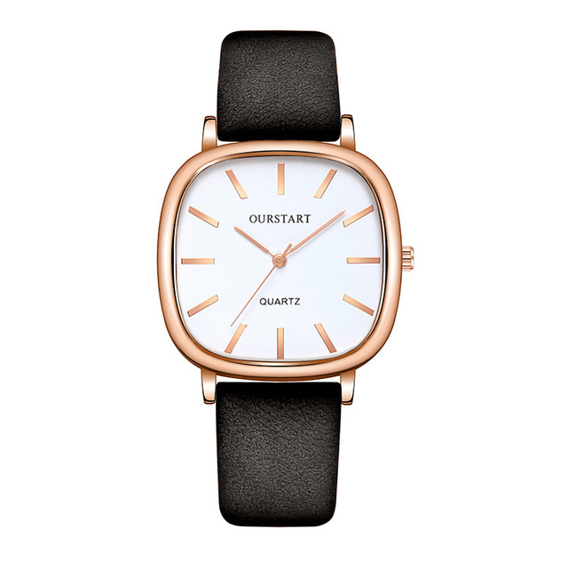Fashion Watch Simple Square Dial Watches Vintage Leather Band Wristwatch for Men Quartz Clock