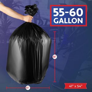 ถุงขยะขนาด 55-60 แกลลอน แบบหนา สีดำ สำหรับใช้ในเชิงพาณิชย์ ผลิตในสหรัฐอเมริกา - Product Image 4