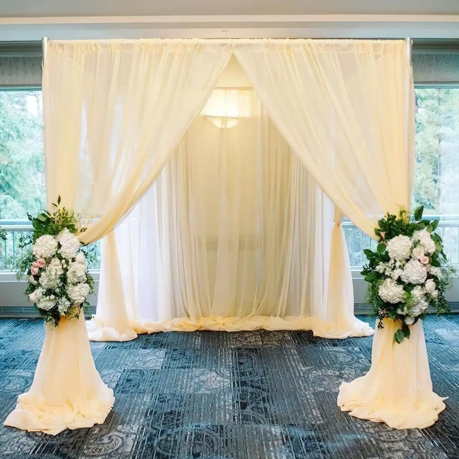 Wholesale High Quality Hotel Wedding Banquet Decoration Chiffon Background Curtain Screen Backdrop