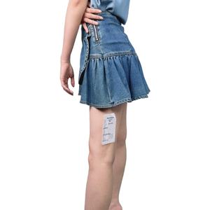 Jupe tendance pour femmes d'été avec bords à volants irréguliers et jupe trapèze en denim tendance - Product Image 6