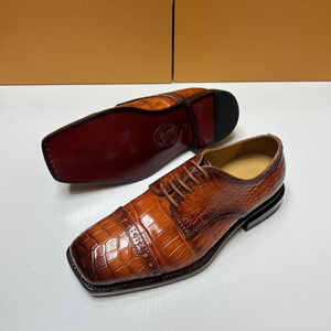 Zapatos Formales de Hombre de Cuero de Cocodrilo Genuino de Alta Gama |   Zapatos brillantes con punta cuadrada semi- |   Zapatos de Vestir Cómodos para Negocios - Product Image 2