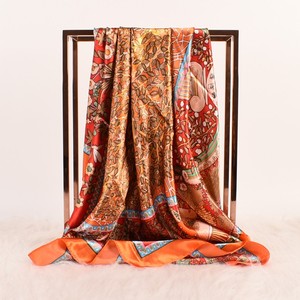 Eur-American Pop New 90*90 sciarpa quadrata in seta con stampa floreale quadrata per donne Hijab spiaggia scialle altre sciarpe - Product Image 4