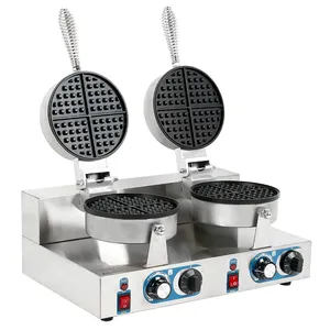 2 kafa ile özelleştirilmiş ticari elektrikli kabarcık Waffle yapma makinesi ve yumurta Waffle makinesi