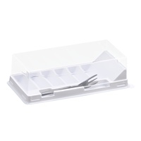 Boîte d'emballage transparente en PET de style chinois pour gâteau de haricot mungo, emballage en tranches de type « peau de tigre », avec couverts inclus