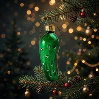 Ornement de Noël en verre soufflé personnalisé en forme de concombre vert, décoration suspendue pour arbre, idéal pour un cadeau de fêtes