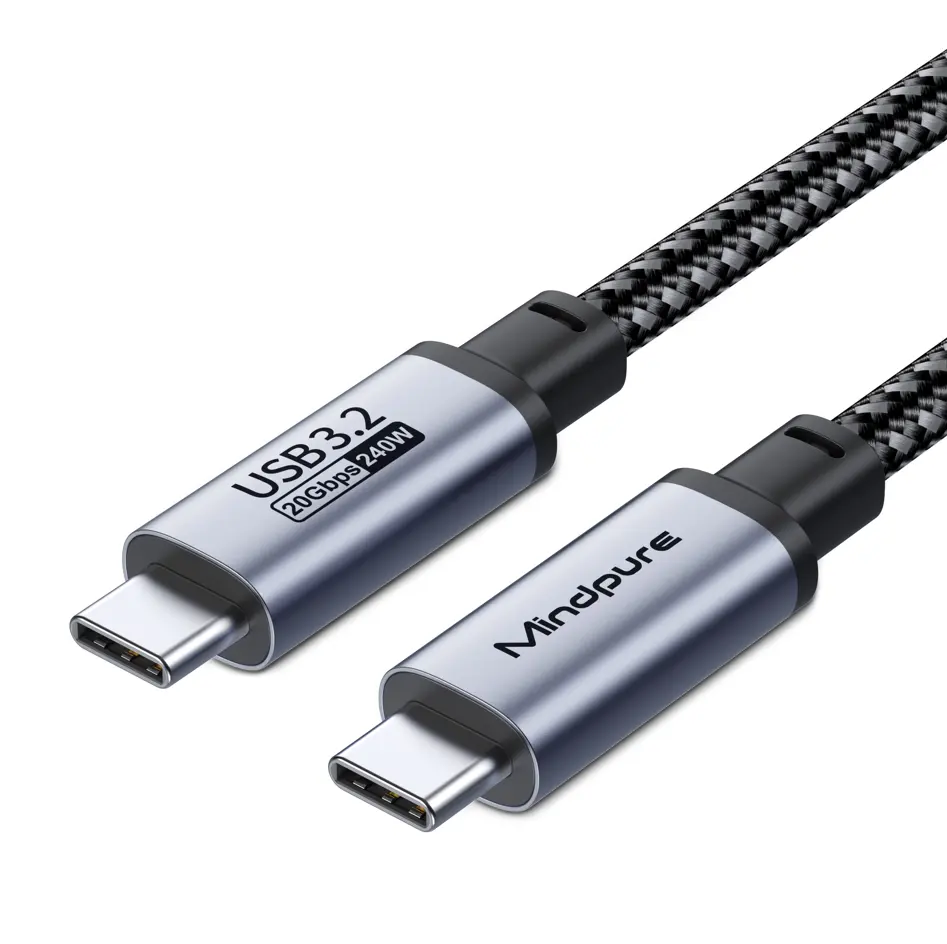 माइंडप्योर 1.5M 5ft 4K USB C से USB C 3.2 डेटा केबल जेन 2 मॉनिटर कॉर्ड 100W PD चार्जिंग थंडरबोल्ट 3/4 iPhone 15 सैमसंग S22 के लिए