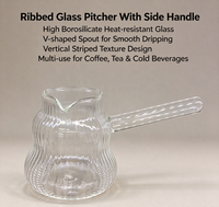 Pichet à café en verre borosilicate côtelé, résistant à la chaleur, avec poignée latérale et bec verseur en V, pour thé, boissons froides, maison et café