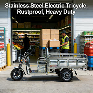 Vente directe usine – Tricycle électrique de fret <span class=keywords><strong>en</strong></span> acier inoxydable, carrosserie ouverte, capacité de charge 800 kg, puissance 1200 W, vitesse 40-45 km/h, prix bas - Product Image 4