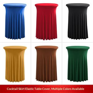 Factory Direct Supply Modern Elastic Polyester Round Solid Color Cocktail Skirt Table Cover for Banquet High Bar Cross-Border - Product Image 5