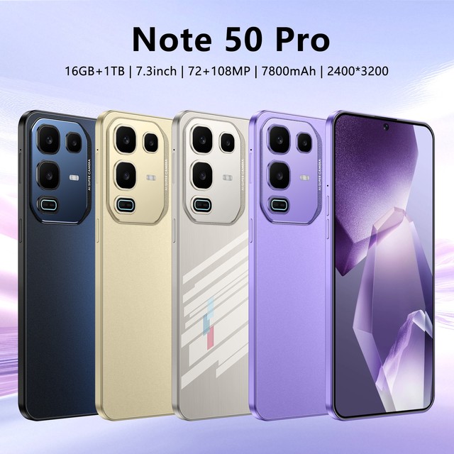 Global Version Unlock Note 50 Pro Dual SIM Card 5G Smart Mobile Phone With 7.3-inch Screen 16GB+1TB Storage Android 15 System