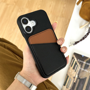 Sang Trọng Vải Kết Cấu Da Đầy Đủ Bìa Bảo Vệ Trường Hợp Khe Cắm Thẻ Nhớ Ví Trường Hợp Điện Thoại Cho <span class=keywords><strong>Iphone</strong></span> 16 Cộng Với 14 15 13 12 11 Pro Max - Product Image 5