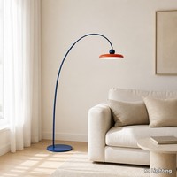 Lampe sur pied moderne bleue en forme d'arc, lumière décorative LED pour salon, chambre à coucher, coin lecture, hôtel