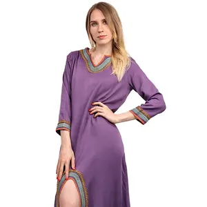 Muslim Dress Women Abaya Robe Kaftan Caftan Long Sleeve Womens Retro Long Muslim Dress Tunic Dress