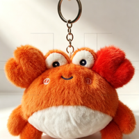 Boneka Kepiting Bordir Kawaii, Mainan Hewan Laut Merah Berbulu Lembut, Gantungan Tas Penghibur, Hadiah Ulang Tahun Unisex, Ransel Lucu