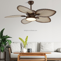 Ventiladores de Techo con Cubierta de Hoja de Palma Metálica, Ventilador de Techo Tropical de 52 Pulgadas con Control Remoto, con 5 Aspas Reversibles Resistentes a la Humedad para