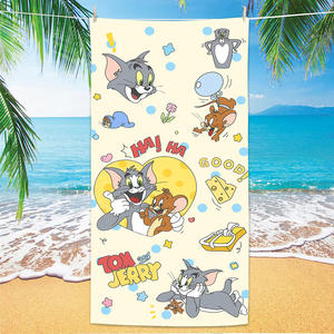 ผ้าเช็ดตัวชายหาดไมโครไฟเบอร์พิมพ์ลายการ์ตูนน่ารัก ลายแมวและหนู ซับน้ำเร็ว แห้งไว ไม่ติดทราย ขายส่งจำนวนมาก - Product Image 3