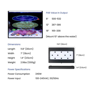 AIPAI 240W Volspectrum Visbak Rifverlichting A8SE/A8Pro WiFi APP Bestuurbaar Koraalrif Mariene <span class=keywords><strong>LED</strong></span> Aquariumverlichting <span class=keywords><strong>LED</strong></span> Lampjes - Product Image 5