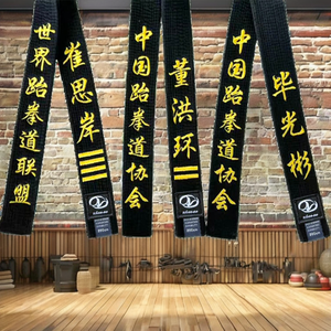 Cinturones de Artes Marciales Negros Bordados Personalizados Unisex para Judo, <span class=keywords><strong>Karate</strong></span> y Taekwondo - Product Image 4