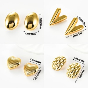 1 Paire de Boucles d'Oreilles Cœur en Acier Inoxydable pour Femme, Plaqué Or 18K, Breloques Ovales, Bijoux Quotidiens, Fête, Mariage, Cadeau - Product Image 6