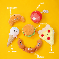 Jouets pour chiens en peluche en forme de nourriture, couineurs et crépitants, Burger, Pizza, Saucisse, résistants aux morsures, super doux, jouets à mâcher pour animaux de compagnie de taille moyenne