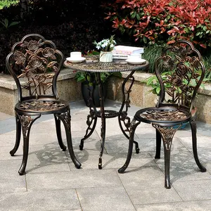Cast aluminum balcony table and chair combination outdoor garden chair European outdoor terrace courtyard small coffee table