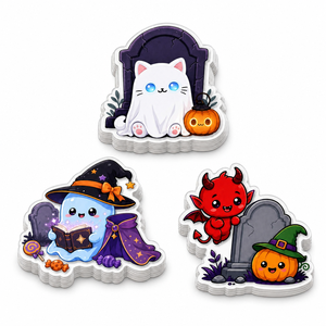 Custom <strong>Halloween</strong> Cartoon Sticker Waterproof Self Adhesive Vinyl Die Cut Cat Trick Or Treat Holiday Stickers For Box Packaging - Product Image 1
