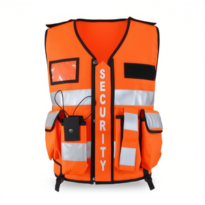 Gilet de sécurité personnalisé haute visibilité avec fermeture éclair avant poches multifonctionnelles vêtements de sécurité réfléchissants haute visibilité flash LED en polyester - Product Image 1