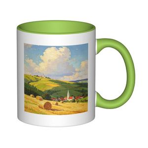 Taza de Cerámica Ecológica Estilo Americano con Asa Blanca y Verde, Diseño de Bulldog de Dibujos Animados para el Día de San Patricio, Sublimada, para Bebidas en Casa - Product Image 2