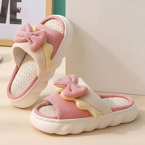 New Material TPR Sole Slippers for Women New Styles Falx Shoe Upper Bow Slippers for Women With High Material - Product Image 4
