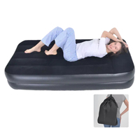 Vente en gros matelas pneumatique gonflable surélevé Surface floquée BeamRest Airbed avec pompe électrique AC intégrée et oreiller