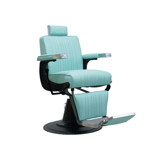 Silla de barbero ergonómica azul Tiffany JINCHENG de cuero sintético con silla de afeitar reclinable dorada para hombres, silla reclinable de salón - Product Image 4