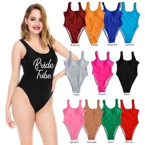 Traje de Baño de una Pieza Personalizado con Logotipo para el Equipo de la Novia, de Alta Calidad, Corte Alto, Color Sólido, con Relleno Extraíble, Traje de Baño para Mujer - Product Image 2