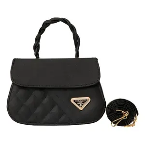 Lucrecia Fana Sac messager noir à bandoulière grande capacité pour femme en cuir PU motif uni toutes saisons - Product Image 1