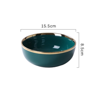 Ensemble de vaisselle élégant de style nordique en porcelaine avec bord doré, ensemble de bols à soupe, assiettes, vaisselle en céramique pour restaurant