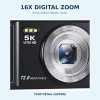 Appareil photo numérique 5K, photographie, caméra vidéo pour vlog, 72MP, zoom 18X, charge rapide type C, mise au point macro, selfie, portable, image CCD