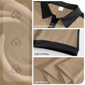 เสื้อโปโลแขนสั้นผู้ชายสไตล์ยุโรปอเมริกัน สีเทาอ่อน แต่งสีตัดกัน ทรงสปอร์ตสบายๆ ผ้าโพลีเอสเตอร์ทวิล คอปก - Product Image 5