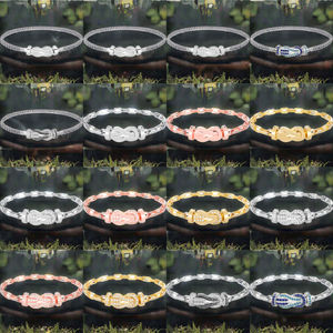 Classic Beaded Zircon Charm <b>Bracelet</b> Children's Men Women Rose Gold Plated Sterling Silver <b>Horseshoe</b> Chain Buckle Jewelry - Product Image 1