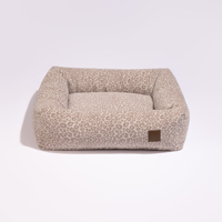 Canapé-lit orthopédique de luxe personnalisé en mousse à mémoire de forme à imprimé léopard pour chien et chat, coussins antidérapants pour animaux de compagnie, housse amovible lavable