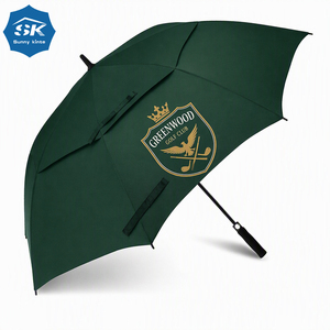 Paraguas de golf verde bosque personalizado con el logotipo del club de golf Greenwood en dorado, paraguas personalizado con impresión de logotipo de alta calidad - Product Image 3