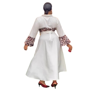 ชุดเซ็ตสองชิ้นเสื้อท่อนบนพิมพ์ลายเสือดาวแบบสบายๆ พร้อมกระโปรงยาวสำหรับผู้หญิงแฟชั่น - Product Image 4