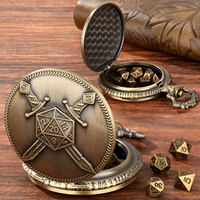 Set Dadu Polihedral Logam Mini RPG 7 Buah dengan Kotak Penyimpanan Pedang Dadu untuk Hiburan D&D, Permainan Papan, dan Souvenir Pesta