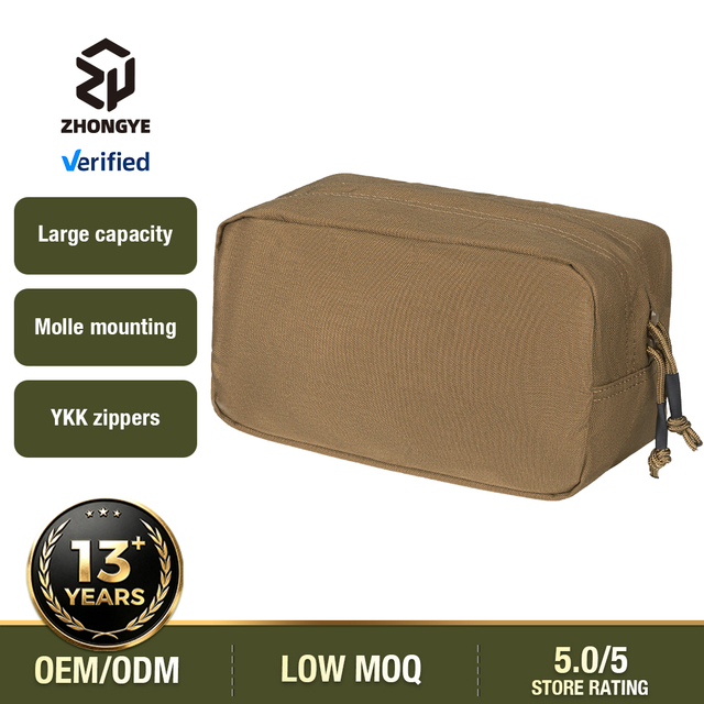 Horizontal 500D Nylon Utility Tactical Storage Bag Molle Pouch Tactical Pouch EDC for Outdoor Hiking