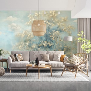 Papier peint mural personnalisé imperméable, paysage printanier estival, arbre en fleurs, ciel, nuages, paysage, décoration murale pour la maison - Product Image 2