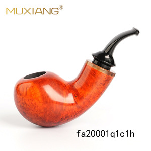 MUXIANG Briar Wood Smoking Pipe Bent Type Large Apple Hollow Chamber Vulcanized Rubber Mouthpiece - Product Image 2