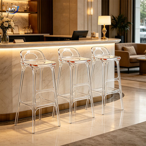 Silla de Bar Moldeada en Resina Transparente, Taburete de Barra Acrílico Transparente Minimalista, Diseño Moderno Transparente para Bar en Casa - Product Image 2