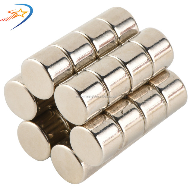 Customized Cylinder Magnet D5mm X10mm Ndfeb Permanent Rod Magnet Nickel Coating Round Neodymium Magnet N52 in NiCuNi Coating