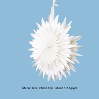 Éventail en papier nid d'abeille blanc en gros 42cm/60cm, éventail pliant en papier flocon de neige pour décoration de toile de fond suspendue pour mariage et fête d'anniversaire