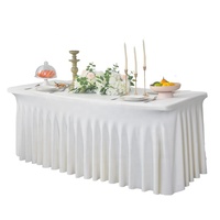 Nappe carrée extensible tissée anti-taches en spandex de 4/6/8 pieds, blanche, ajustée, pour la maison, l'hôtel, les mariages, les fêtes, les banquets, personnalisable, vente en gros